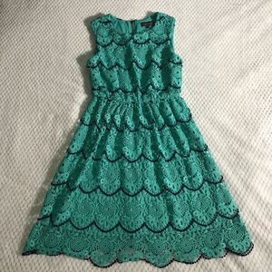 Luxology sleeveless dress, green and blue, size 8